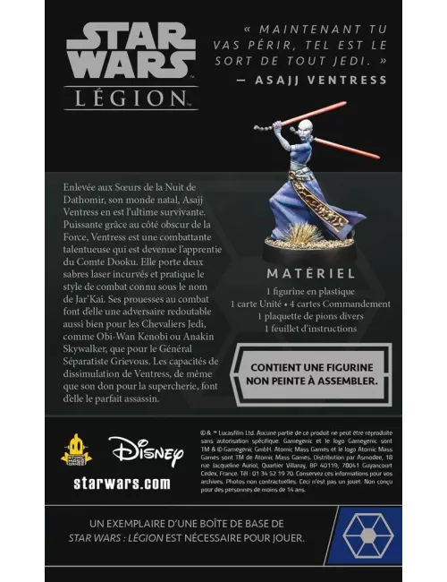 star wars : légion - asajj ventress - extension agent plateau