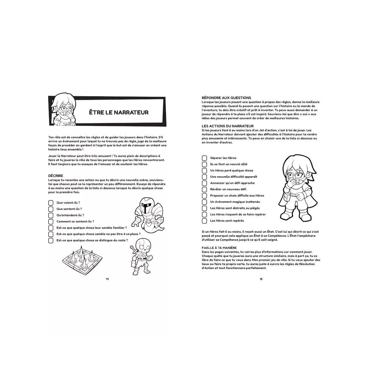 mon premier jeu de role - une aventure à colorier : livre de règles exemple 2
