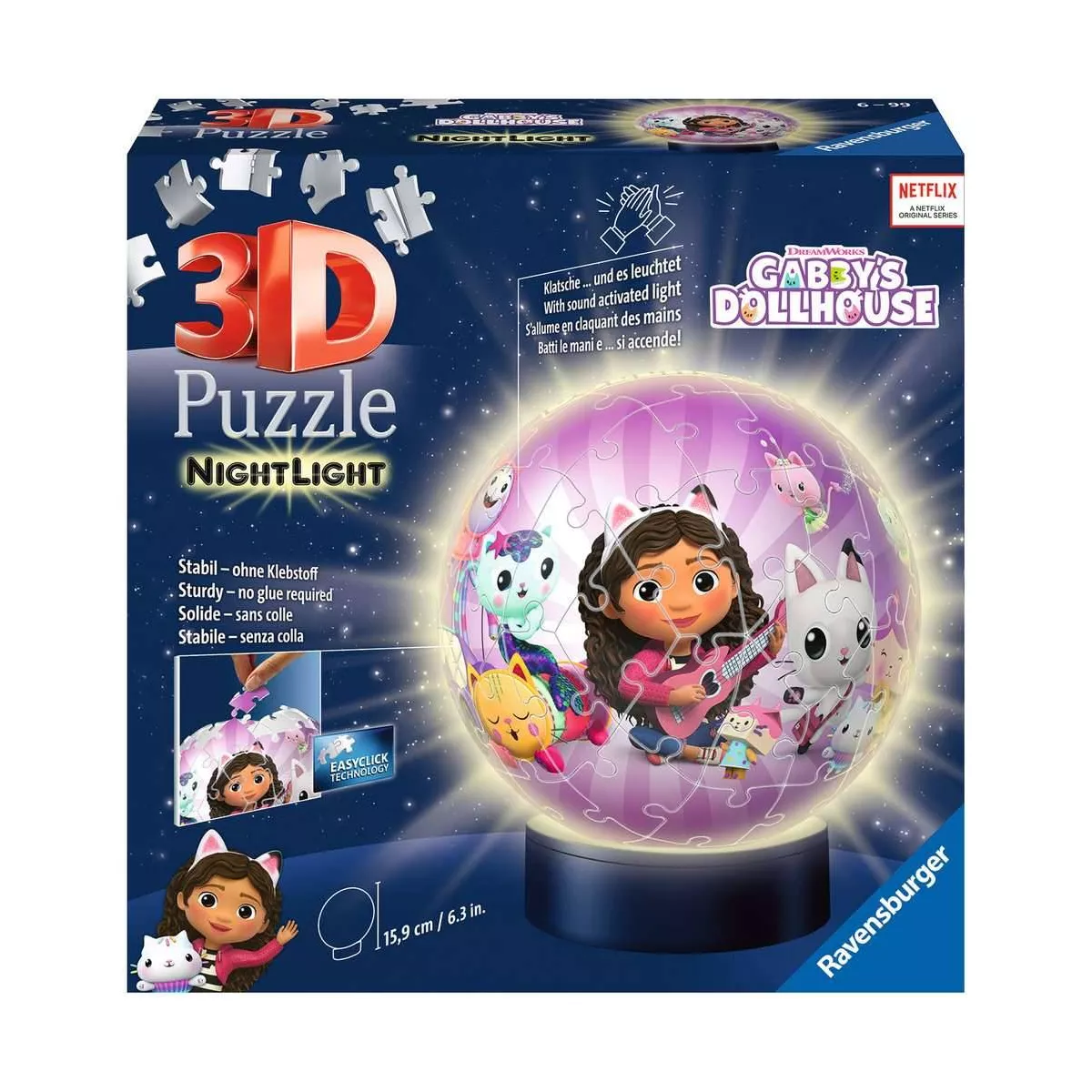 Puzzle Gabby's Dollhouse 3D Ball Illuminé - 72 pièces - Puzzle - Ludum.fr