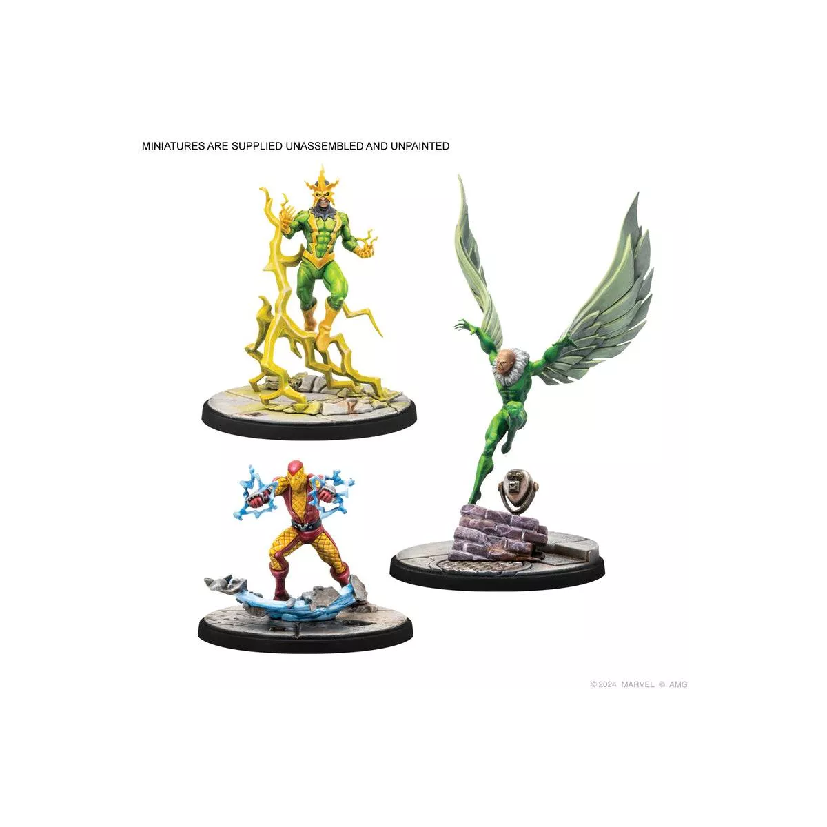 marvel crisis protocol :  electro & sandman & shocker & vulture - character pack exemple 2