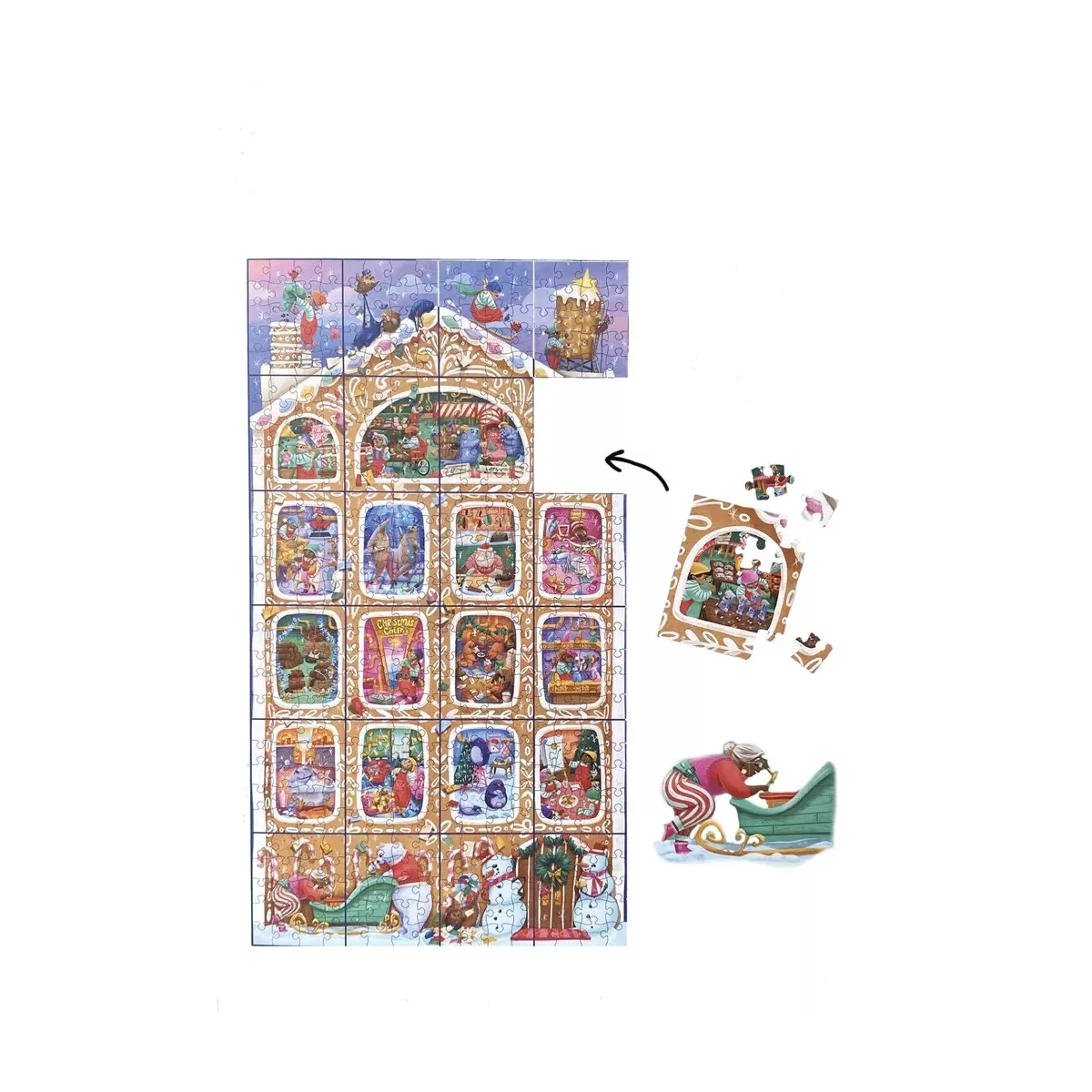 Puzzle Calendrier de l'Avent - Peek Into Santa's Workshop - 24 x 20 pièces - Professor Puzzle - Ludum.fr