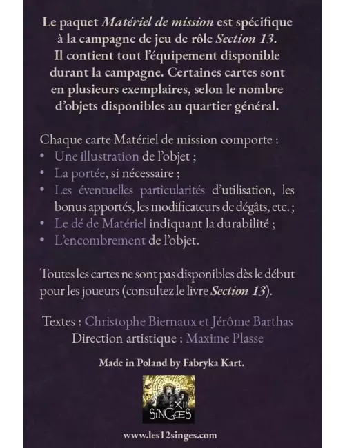 Cthulhu Hack : Section 13 - Matériel de Mission 