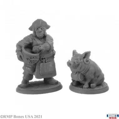 Stumpy Dan Mcginty And Grog Hog - Figurine Villageois / Townsfolk Reaper Miniatures 