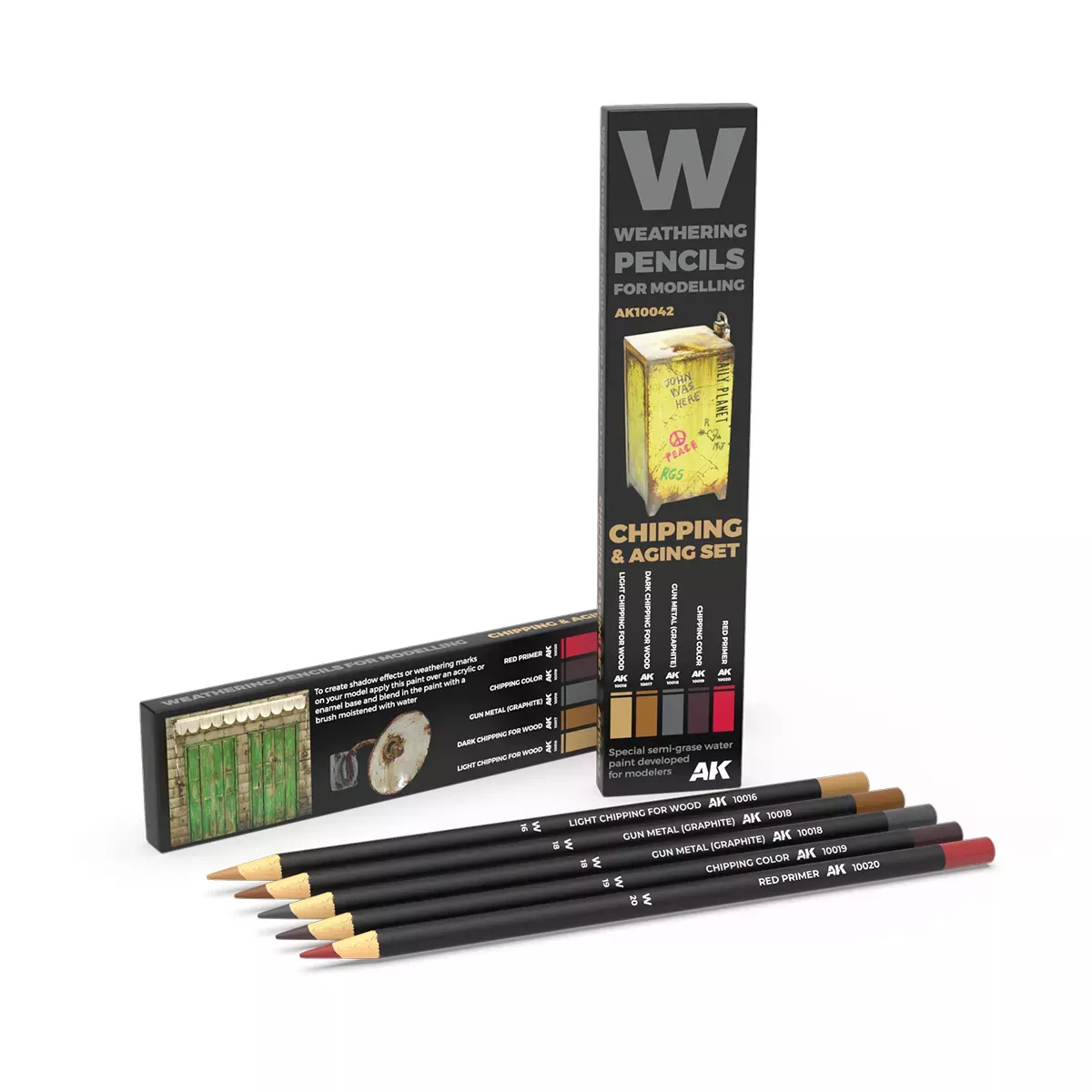 Weathering Watercolor Pencils Set : Chipping & Aging Set - AK Interactive 