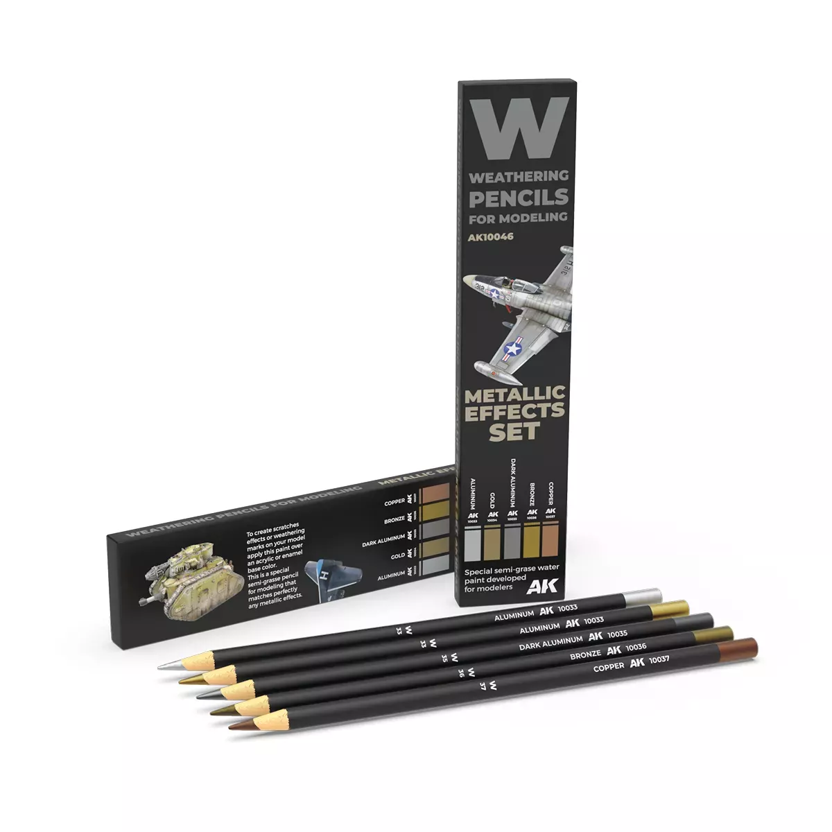 Weathering Watercolor Pencils Set : Metallics Effects Set - AK Interactive 