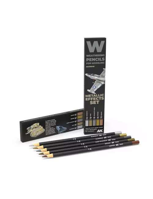 Weathering Watercolor Pencils Set : Metallics Effects Set - AK Interactive 