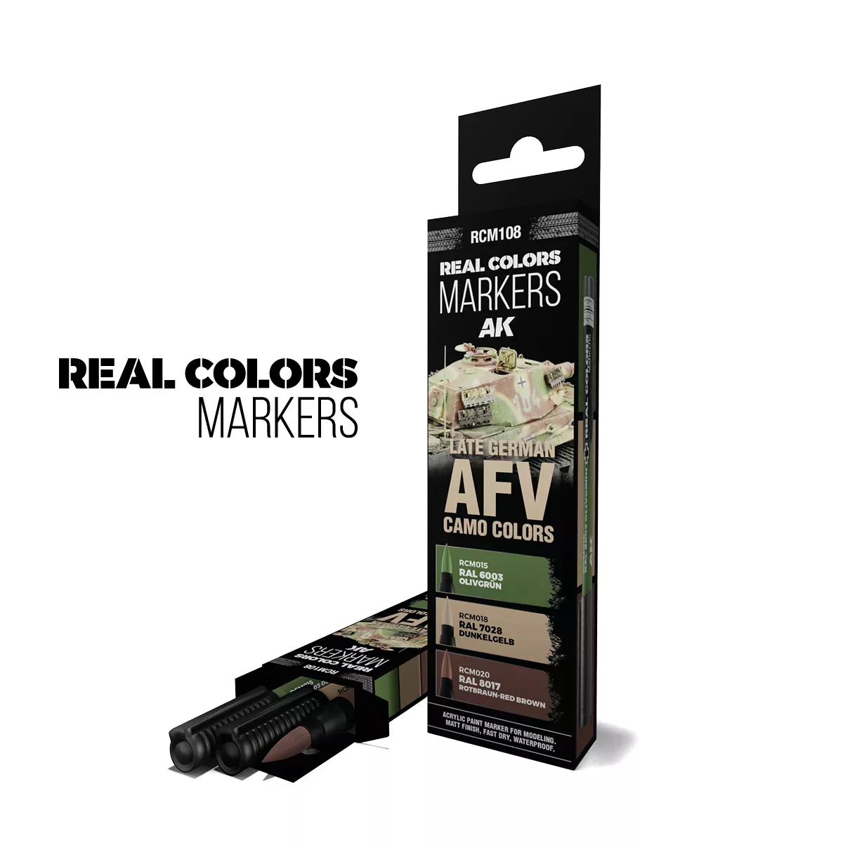 Real Colors Markers Set : Late German AFV Camo Colors - AK Interactive 