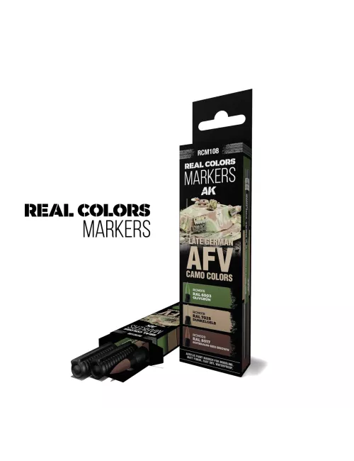 Real Colors Markers Set : Late German AFV Camo Colors - AK Interactive 
