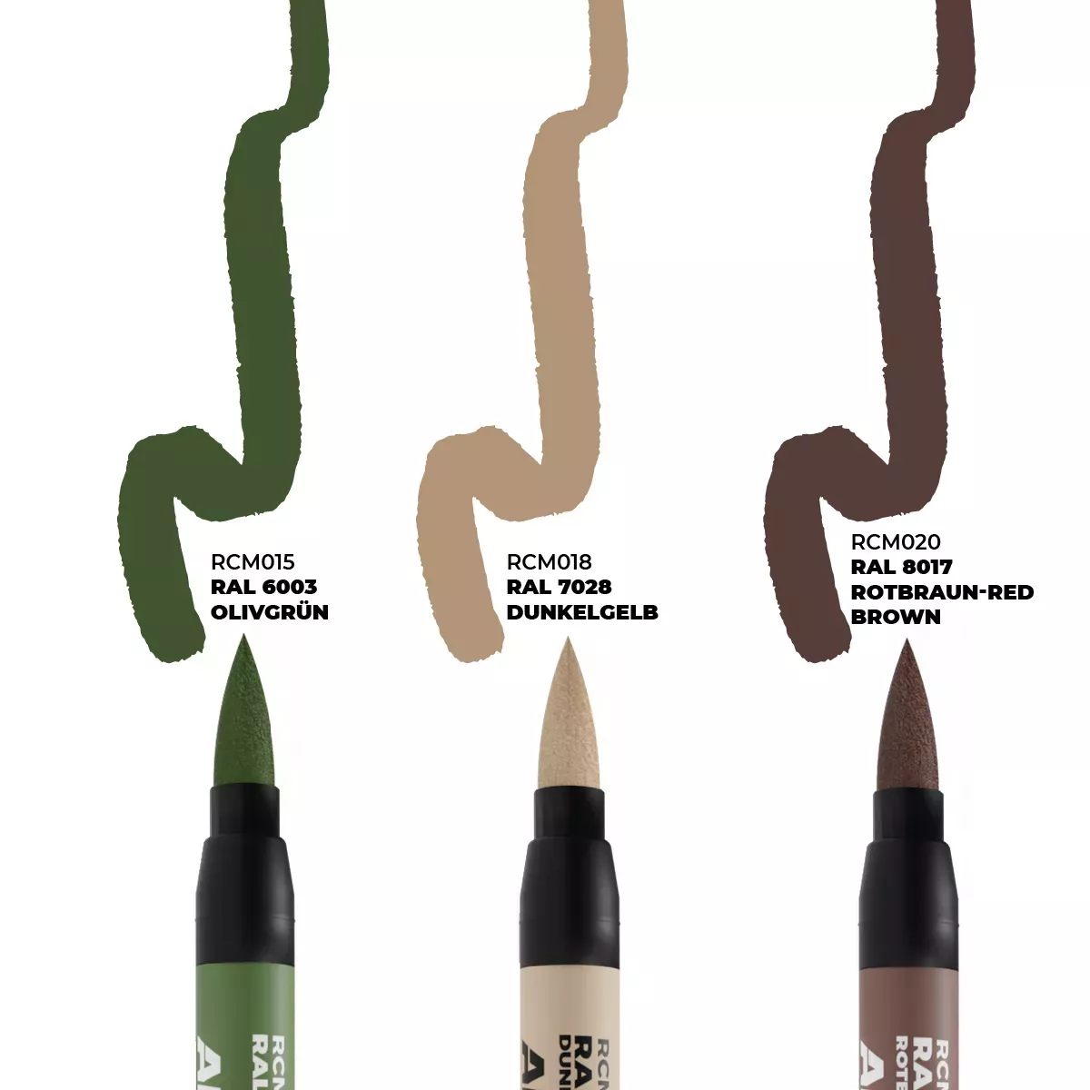 Real Colors Markers Set : Late German AFV Camo Colors - AK Interactive 
