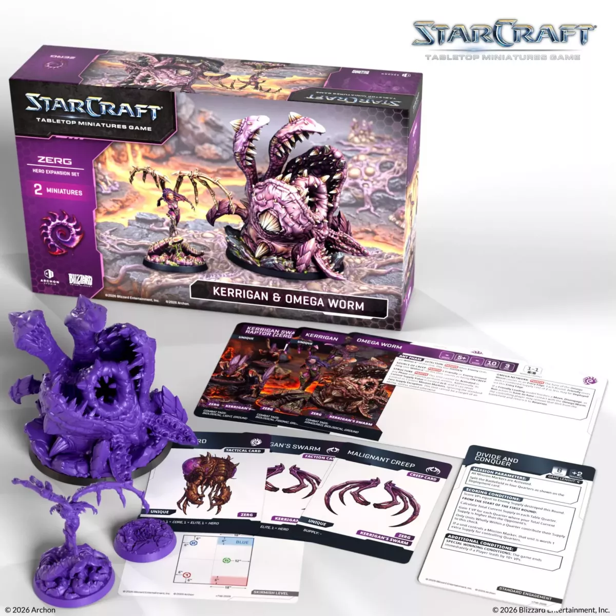 StarCraft - Tabletop Miniatures Game - Kerrigan & Omega Worm - Zerg Hero Expansion Set - Version Anglaise 