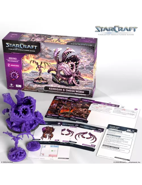 StarCraft - Tabletop Miniatures Game - Kerrigan & Omega Worm - Zerg Hero Expansion Set - Version Anglaise 