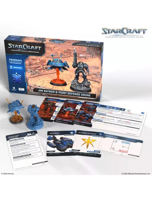 StarCraft - Tabletop Miniatures Game - Jim Raynos & Point Defense Drone - Terran Hero Expansion Set - Version Anglaise 