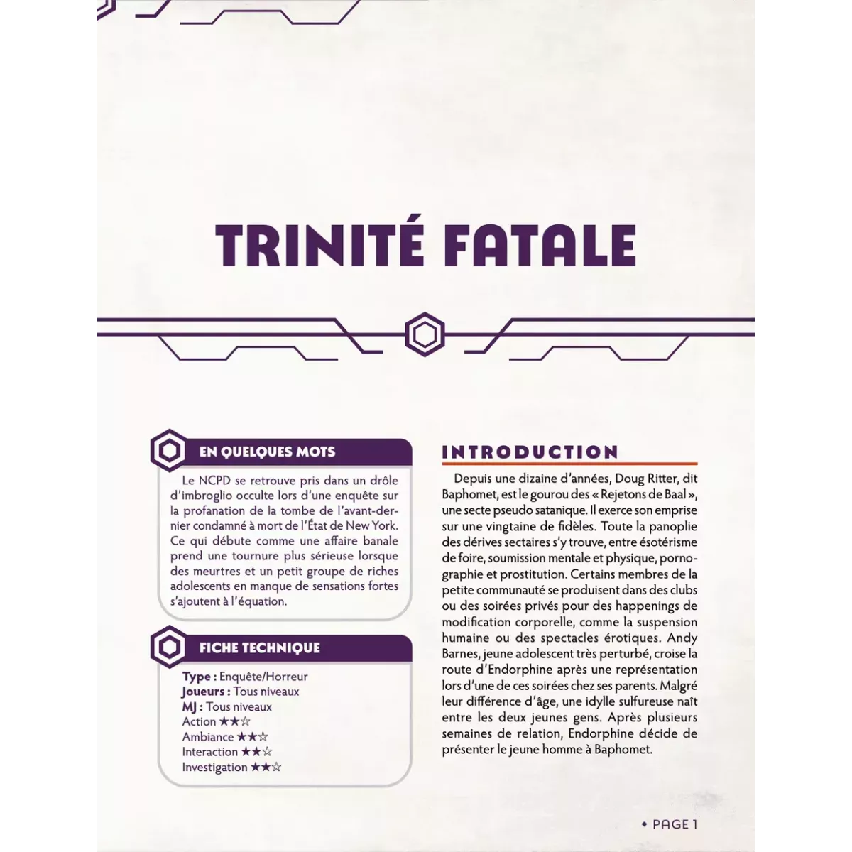 Chroniques Oubliées Contemporain 2ème Édition : Trinité Fatale 