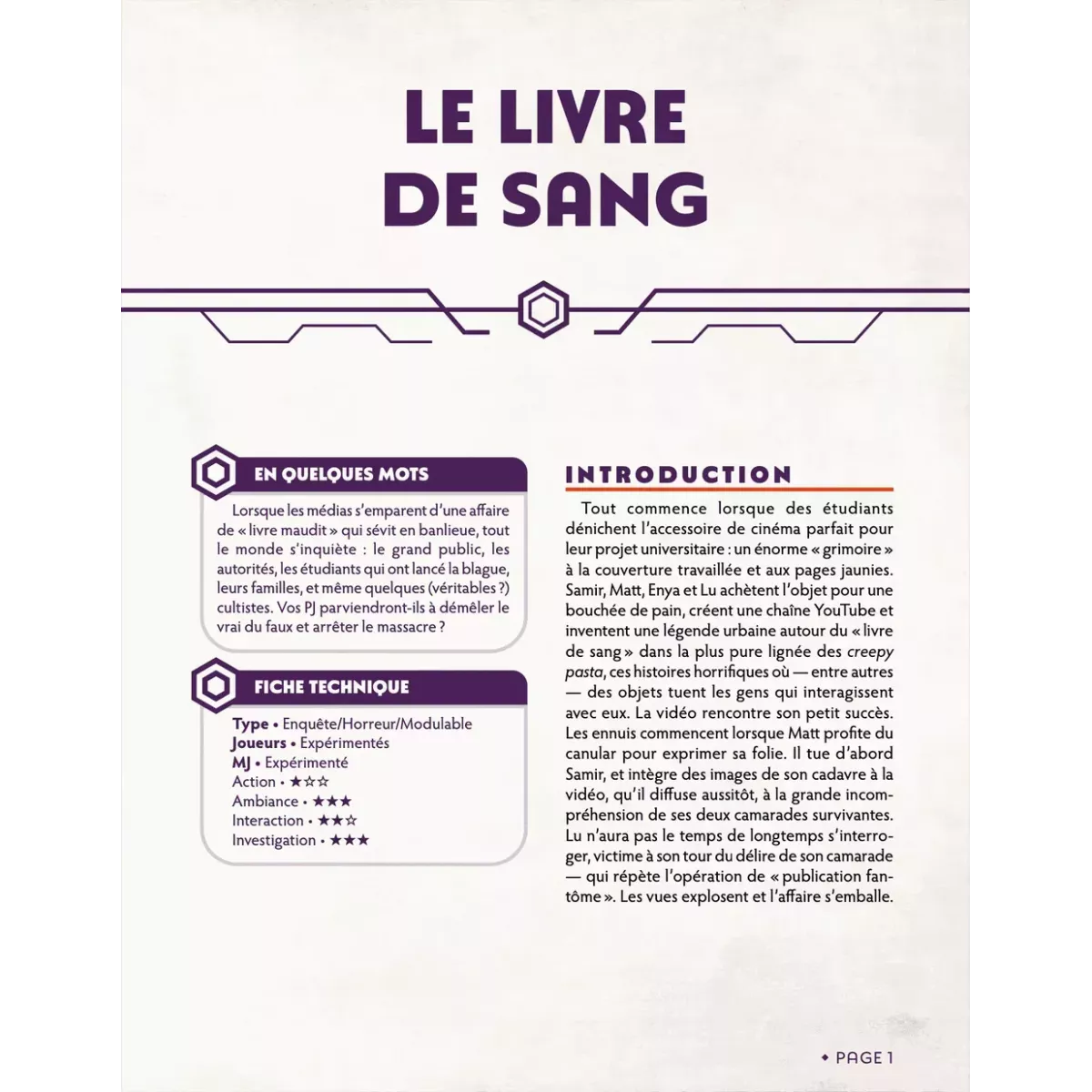 Chroniques Oubliées Contemporain 2ème Édition : Le Livre de Sang 