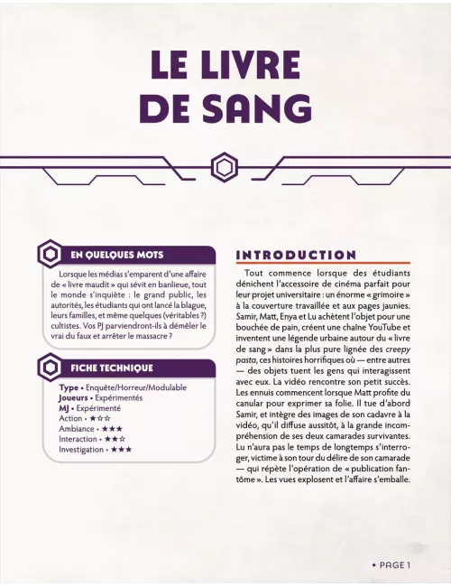Chroniques Oubliées Contemporain 2ème Édition : Le Livre de Sang 