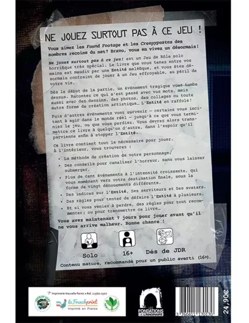 Ne jouez surtout pas à Ce Jeu - Jeu de Rôle Solo