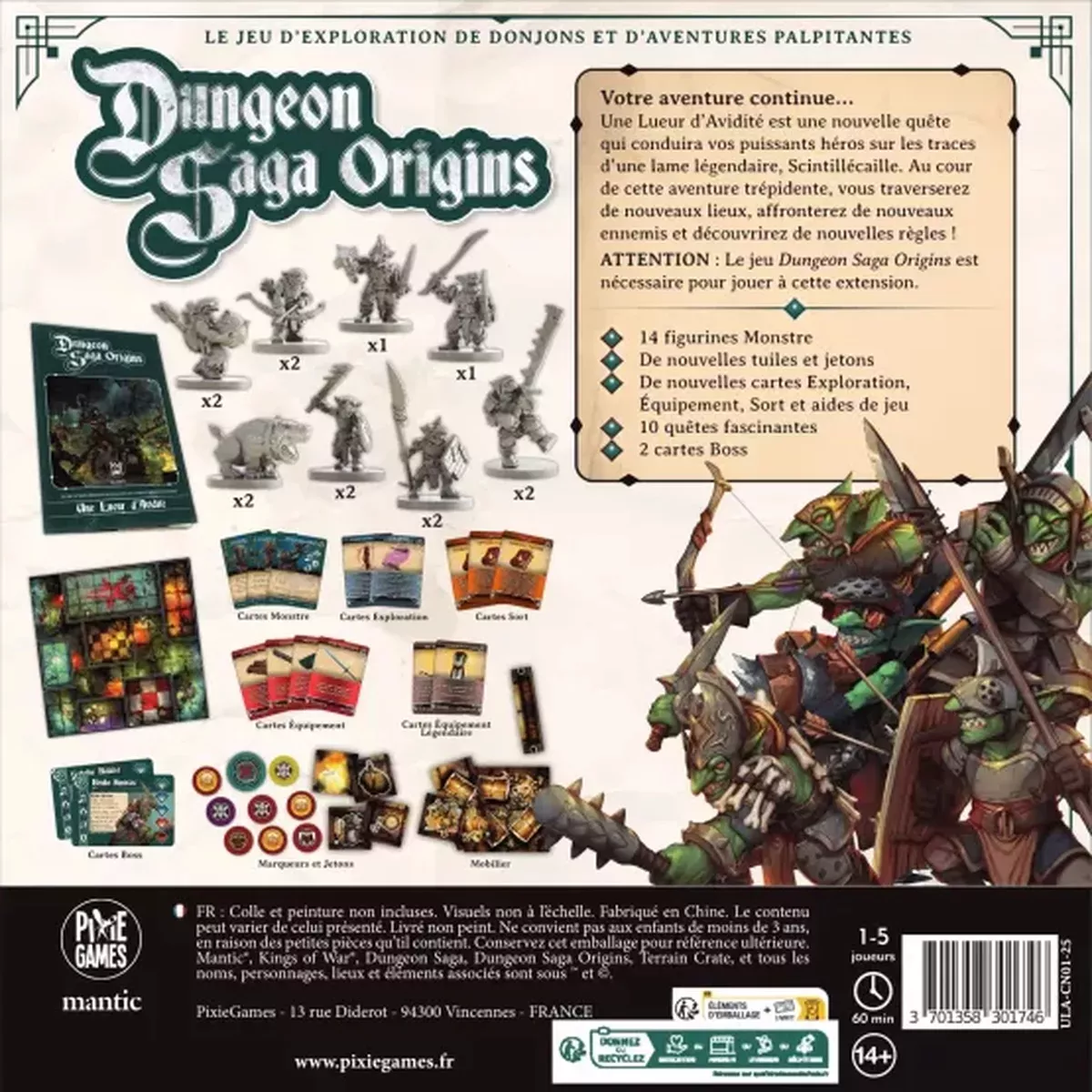Dungeon Saga Origins : Une Lueur d'Avidité - Extension Chapitre 2 - Ludum.fr