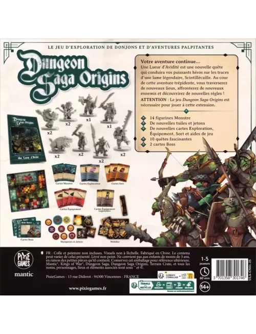 Dungeon Saga Origins : Une Lueur d'Avidité - Extension Chapitre 2 - Ludum.fr