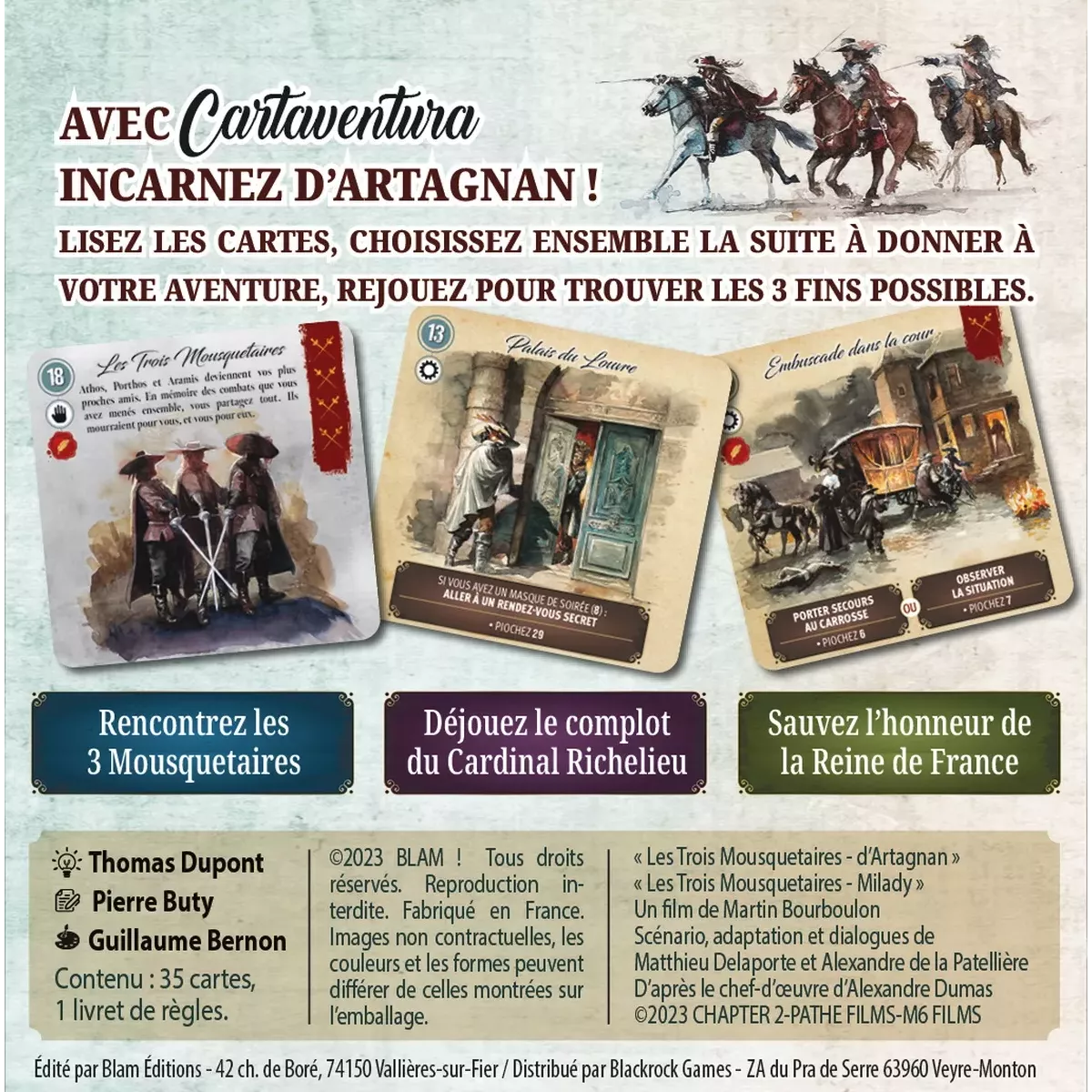 Cartaventura Les 3 Mousquetaires : l'Honneur de la Reine dos boîte