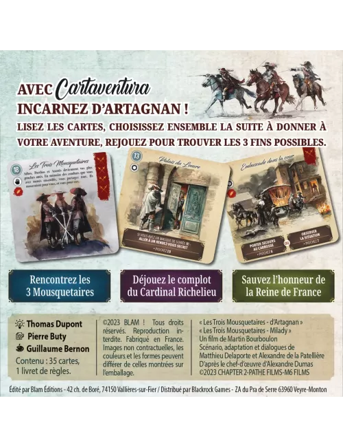 Cartaventura Les 3 Mousquetaires : l'Honneur de la Reine dos boîte