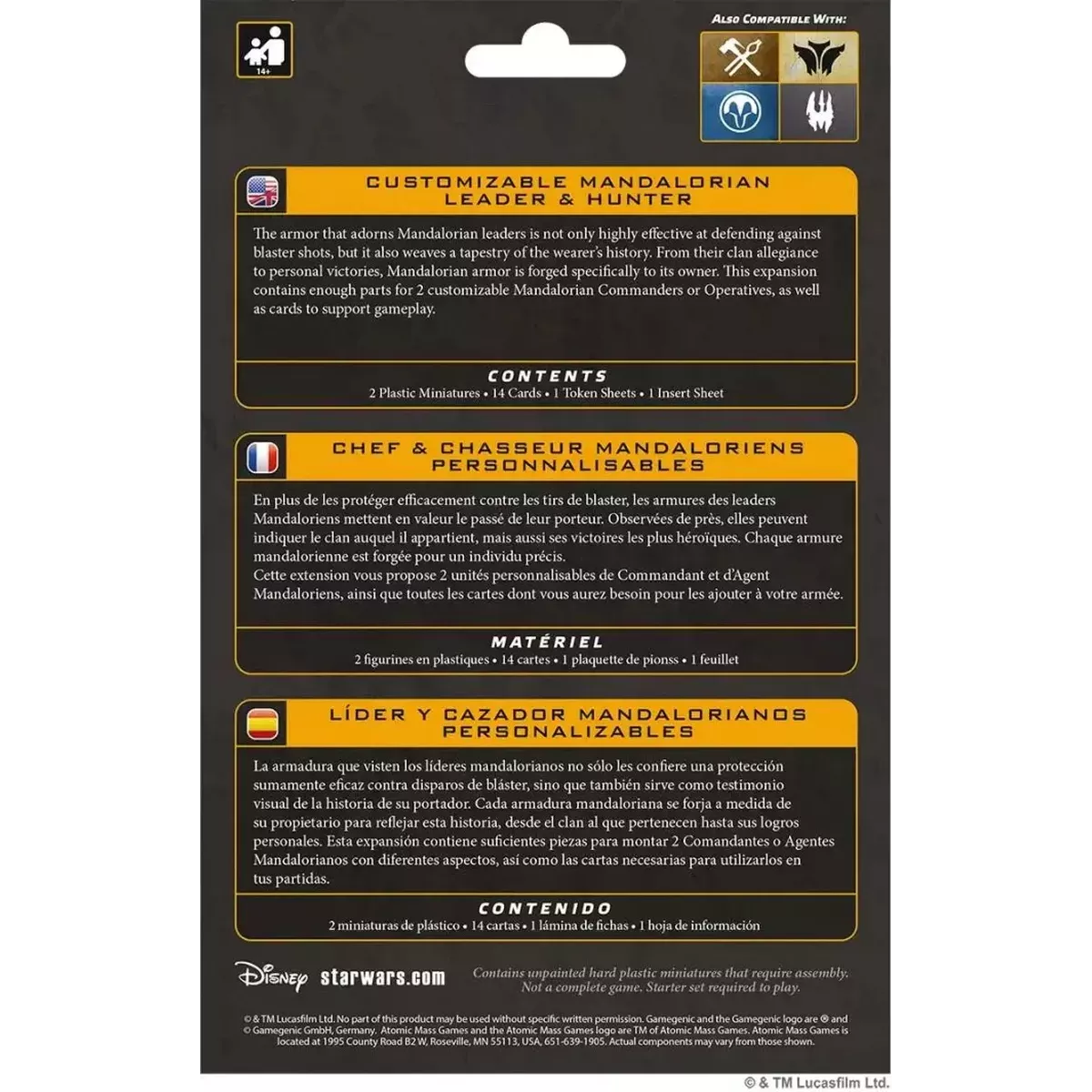 Star Wars : Légion - Customizable Mandalorian Leader & Hunter - Extension Commandant / Agent