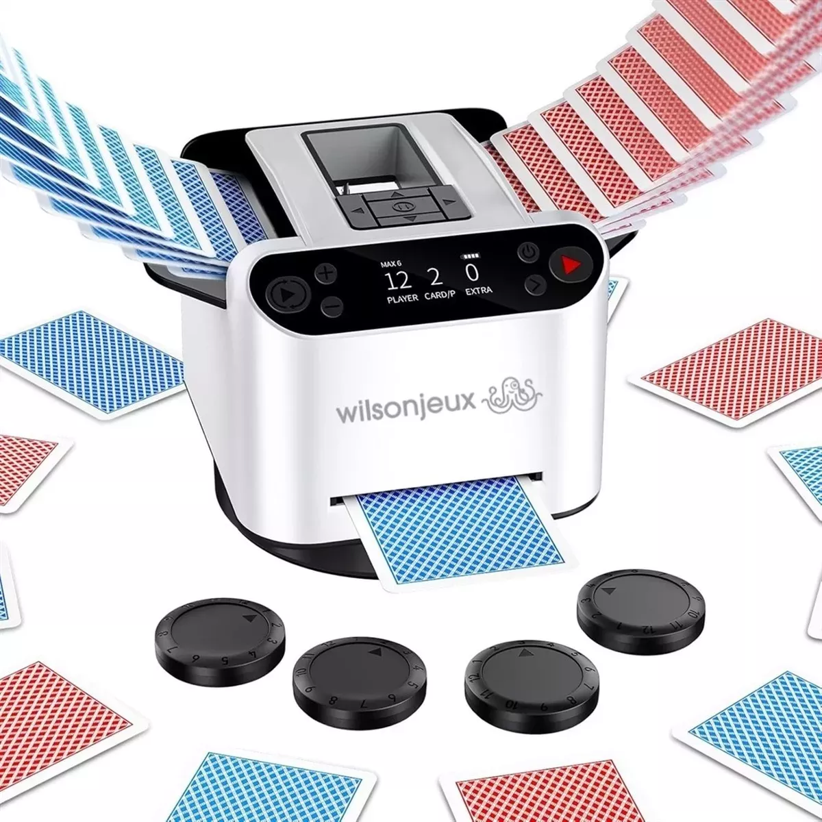 Mélangeur et Distributeur de Cartes Automatique Rechargeable - Wilson Jeux