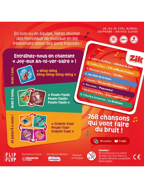 Zik - Nouvelle édition dos boîte