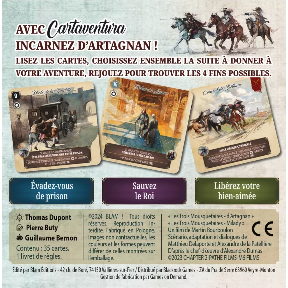 Cartaventura Les 3 Mousquetaires : Au Nom du Roi dos boîte