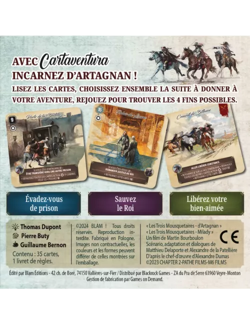 Cartaventura Les 3 Mousquetaires : Au Nom du Roi dos boîte