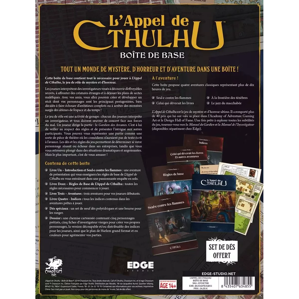 L'Appel de Cthulhu : Boîte de base dos boîte