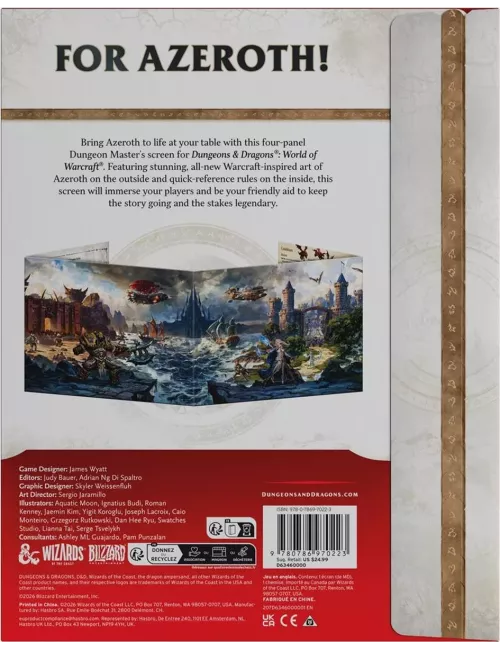 Dungeons & Dragons 5 : World of Warcraft - Dungeon Master's Screen - Version Anglaise 