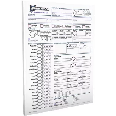 Starfinder 2 : Bloc de fiches de Personnages 