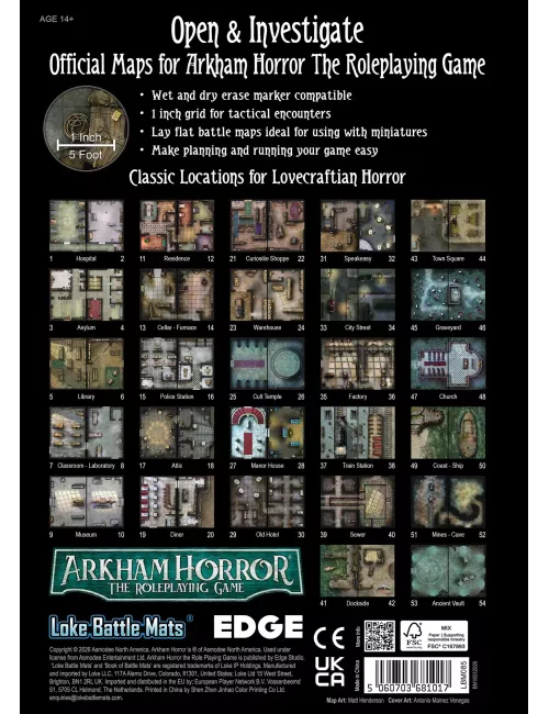 Livre Plateau de Jeu - Battle Mats : Horreur à Arkham : Le Jeu de Rôle A4 