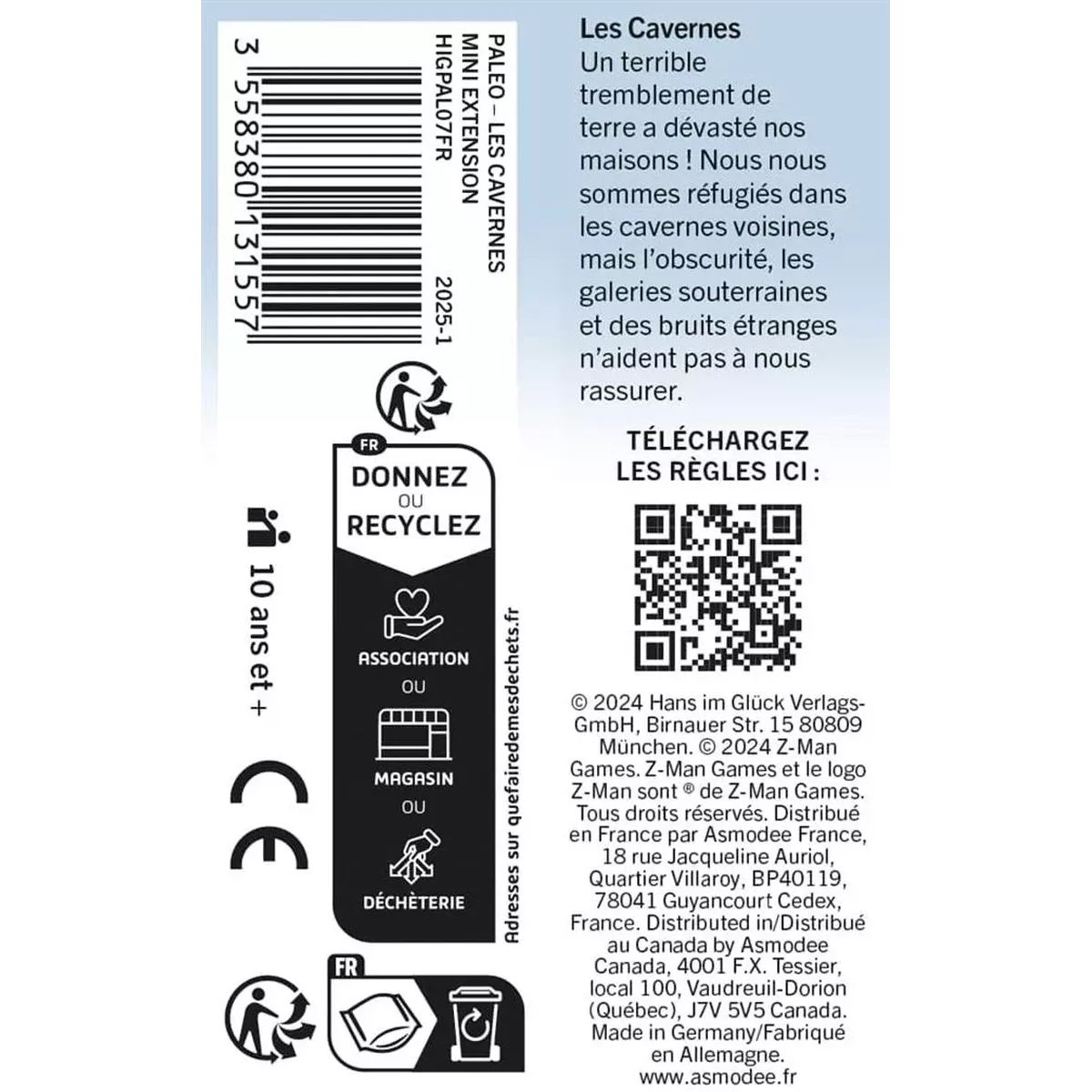 Paleo : Les Cavernes - Mini Extension dos de boite