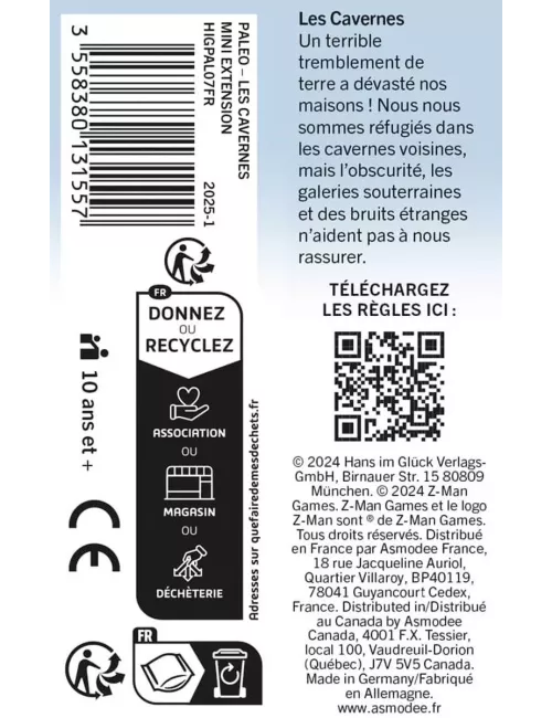 Paleo : Les Cavernes - Mini Extension dos de boite