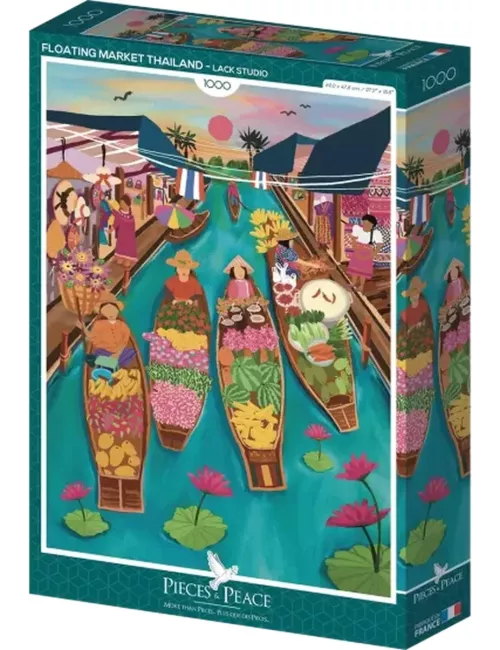 Puzzle Marché Flottant En Thaïlande - 1000 Pièces