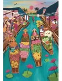 Puzzle Marché Flottant En Thaïlande - 1000 Pièces
