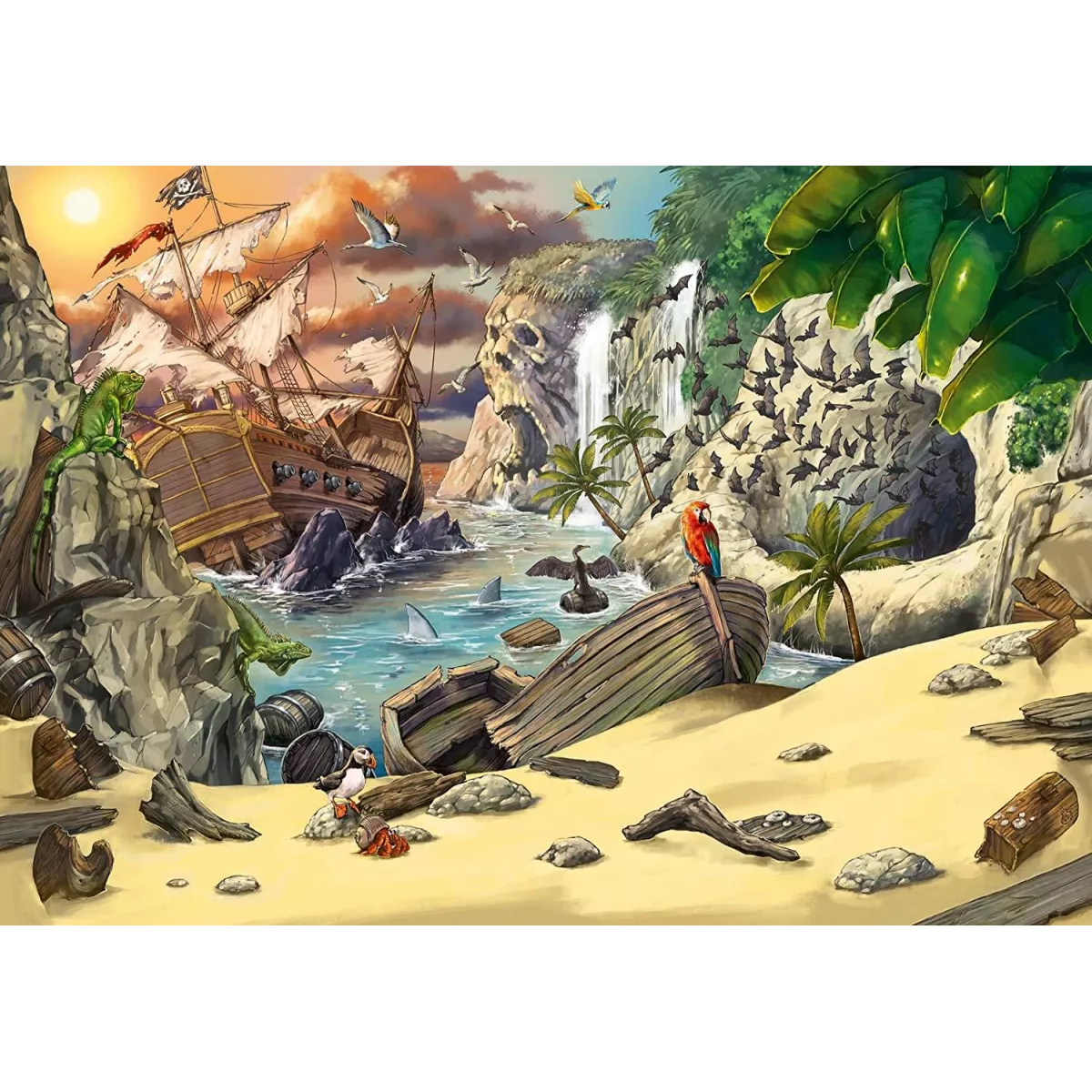 escape puzzle kids l'aventure des pirates - 368 pièces puzzle