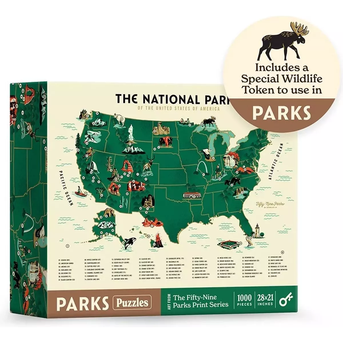 Puzzle Parks : National Parks Map - 1000 Pièces
