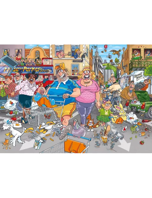 Puzzle Wasgij Original - 46 : Frénésie D’achat Dans L’allée Centrale ! - 1000 Pièces