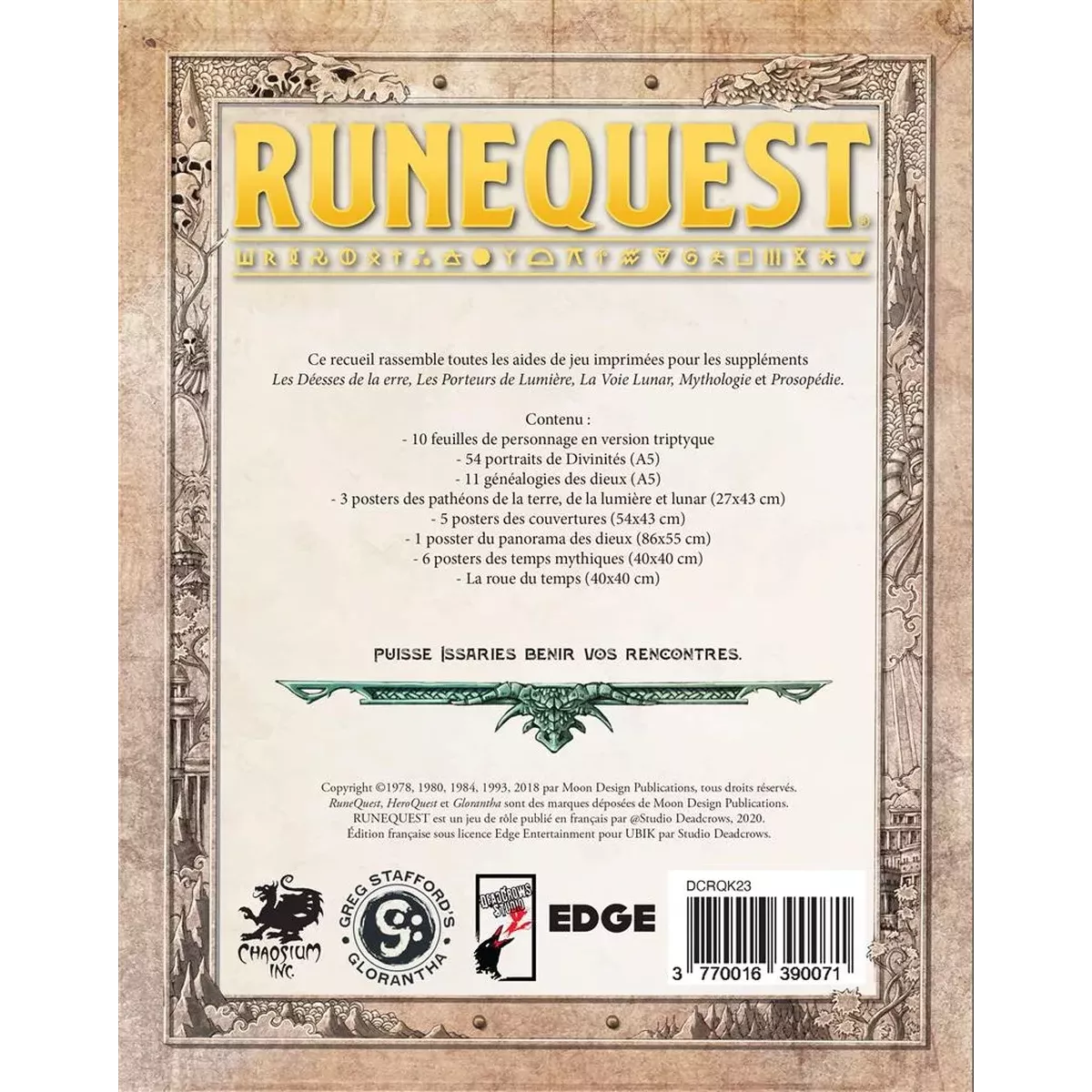 RuneQuest : Les Dieux & Les Temps Mythiques - Les Aides de Jeu