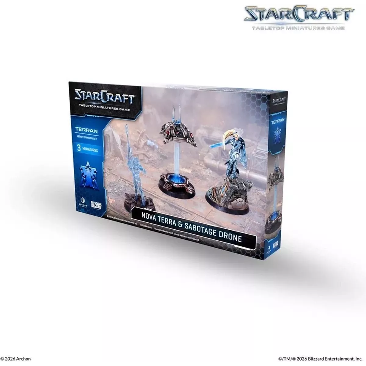 StarCraft - Tabletop Miniatures Game - Nova Terra & Sabotage Drone - Terran Hero Expansion Set - Version Anglaise