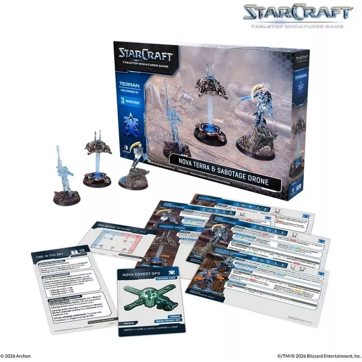StarCraft - Tabletop Miniatures Game - Nova Terra & Sabotage Drone - Terran Hero Expansion Set - Version Anglaise