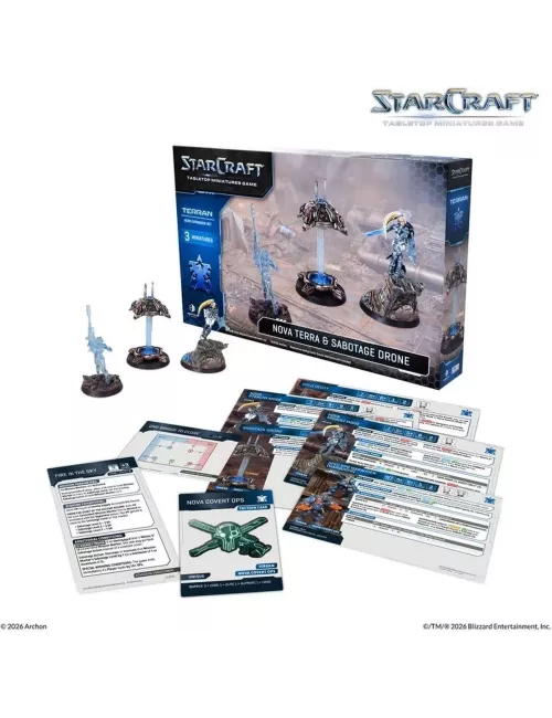 StarCraft - Tabletop Miniatures Game - Nova Terra & Sabotage Drone - Terran Hero Expansion Set - Version Anglaise