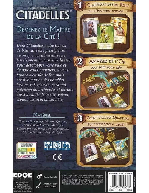 Citadelles (4e Édition) - Nouveau Format - Jeux de société - Ludum.fr